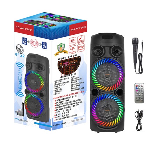 Ailiang Portable Wireless Karaoke Speaker KOLAV-F2805 with Mic Black